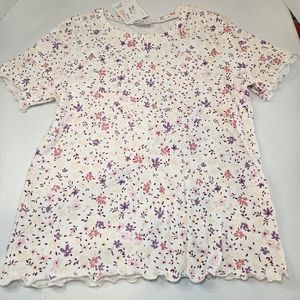 LuLaRoe Kelly Crew Neck Ribbed Tee Large Floral